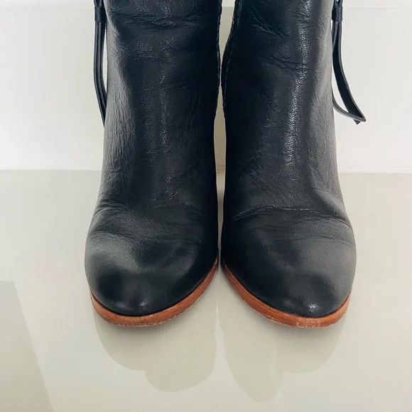 Coach Heidi Black Woven Leather Ankle Bootie Size 8 - Picture 5 of 10